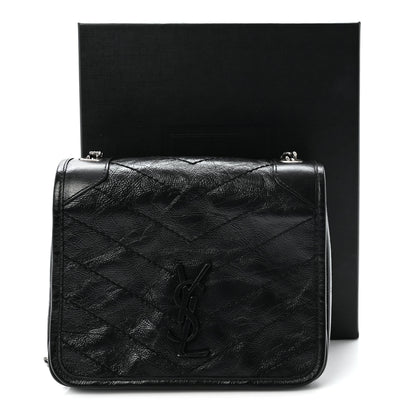 Saint Laurent Crinkled Calfskin Matelasse Monogram Niki Chain Wallet Black 10 of 10
