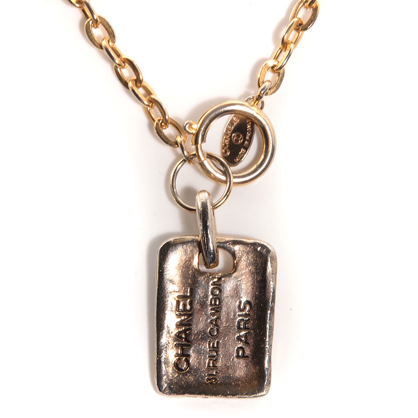 31 Rue Cambon Tag Pendant Necklace Gold