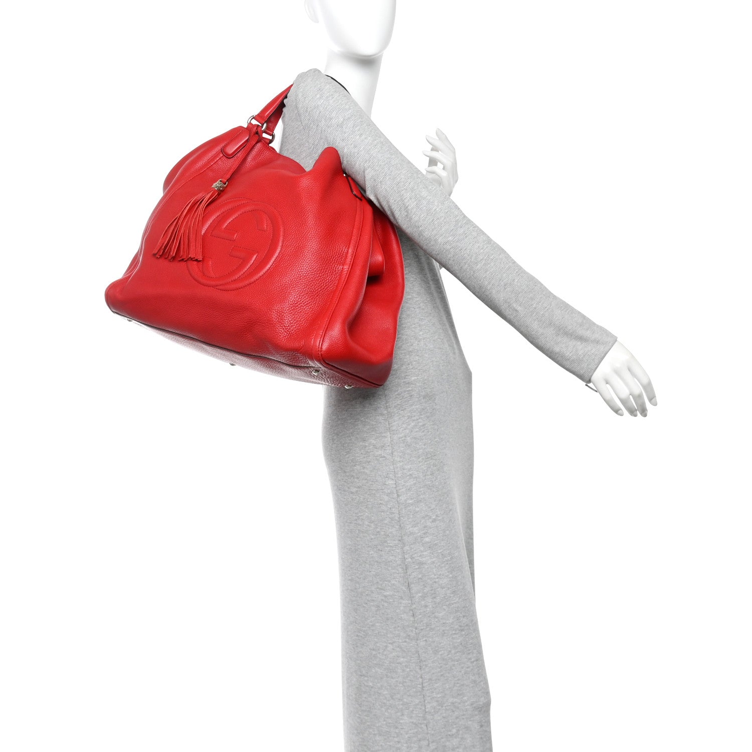 Gucci Pebbled Calfskin Large Soho Shoulder Bag Red 2 of 10