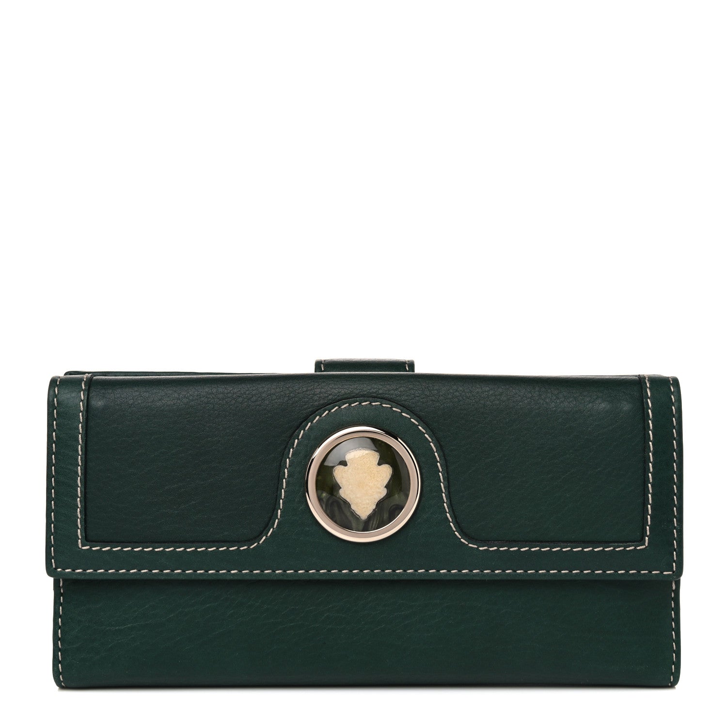 Gucci Calfskin Crest Continental Flap Wallet Green 1 of 14