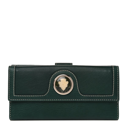 Gucci Calfskin Crest Continental Flap Wallet Green 1 of 14
