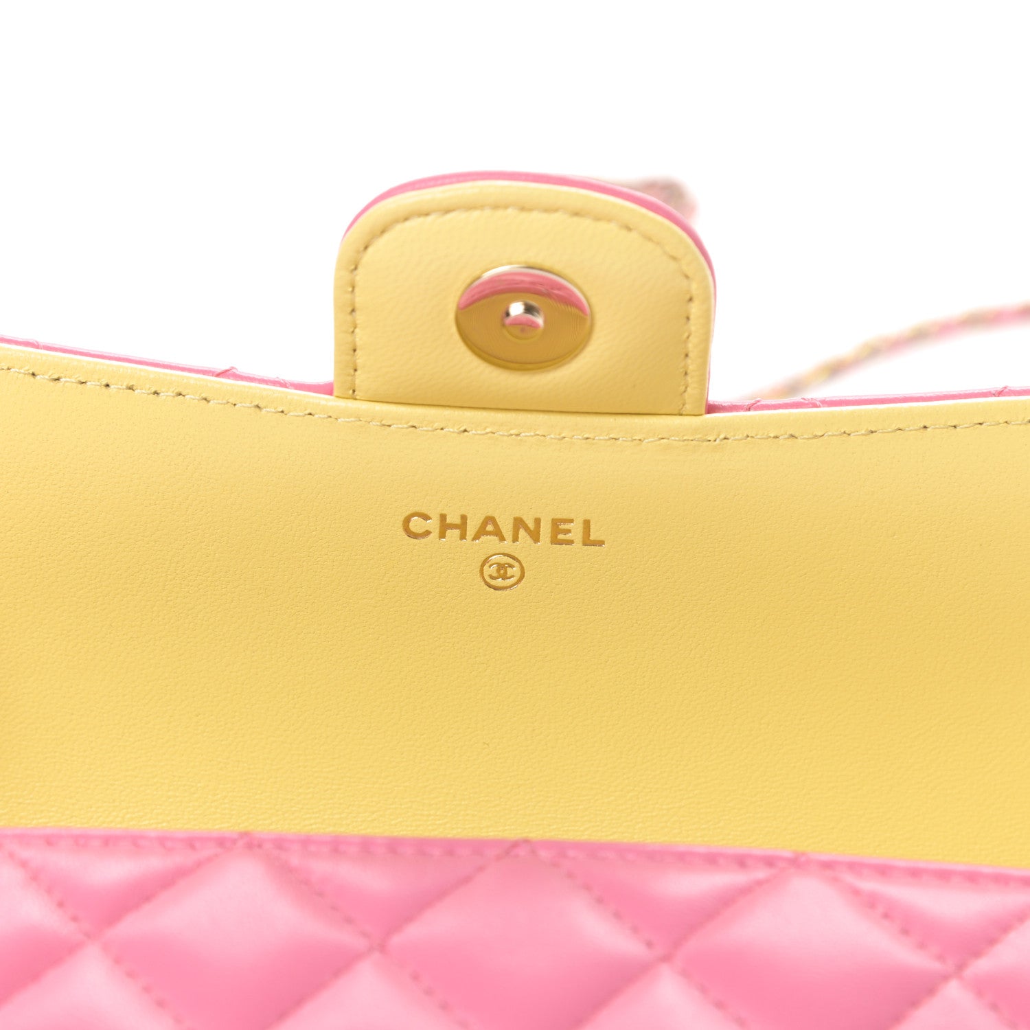 Chanel Lambskin Quilted Glasses Case With Chain Pink Yellow 6 of 12