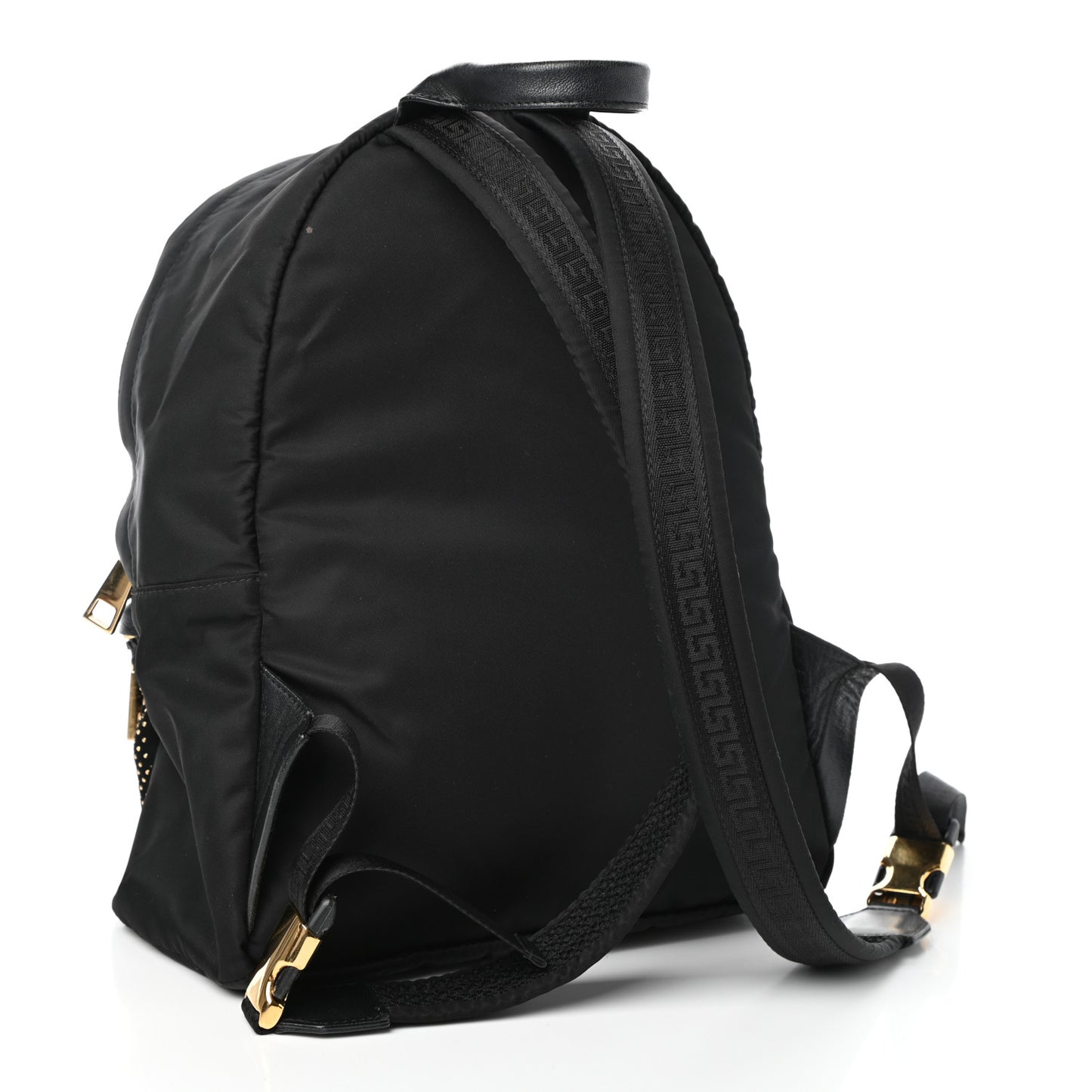Nylon Goatskin Studded Palazzo Medusa Backpack Black