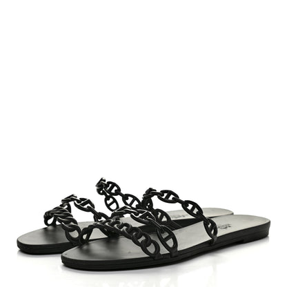 Hermes Rubber Chaine d'Ancre Rivage Sandals 38 Black 3 of 8