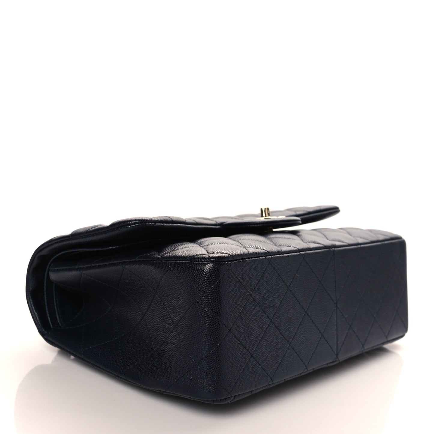 Caviar Quilted Jumbo Double Flap Navy Blue