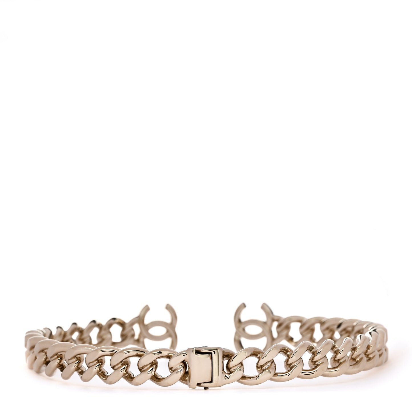 Metal CC Chain Link Choker Necklace L  Gold