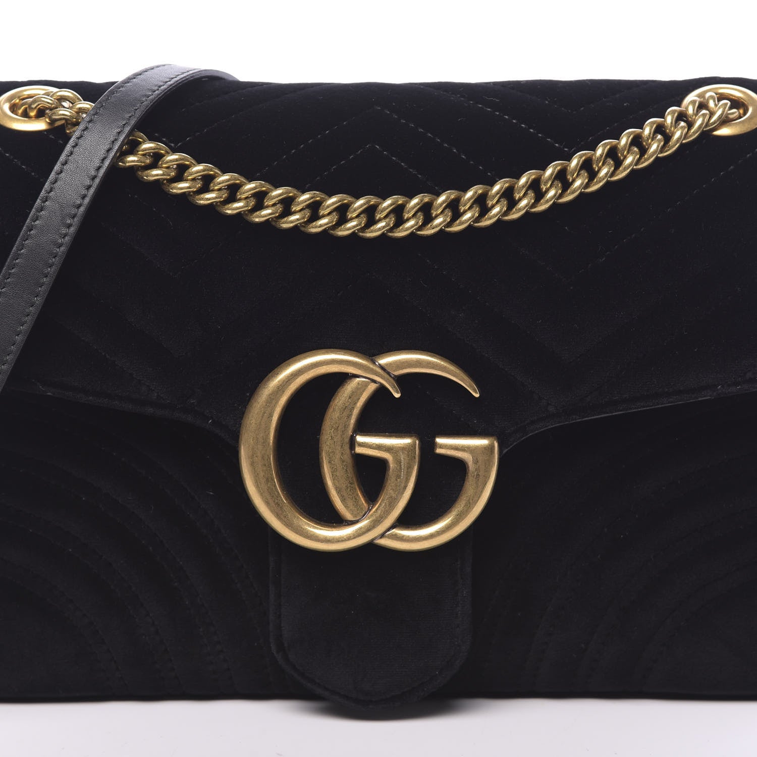 Gucci Velvet Matelasse Medium GG Marmont Shoulder Bag Black 10 of 10