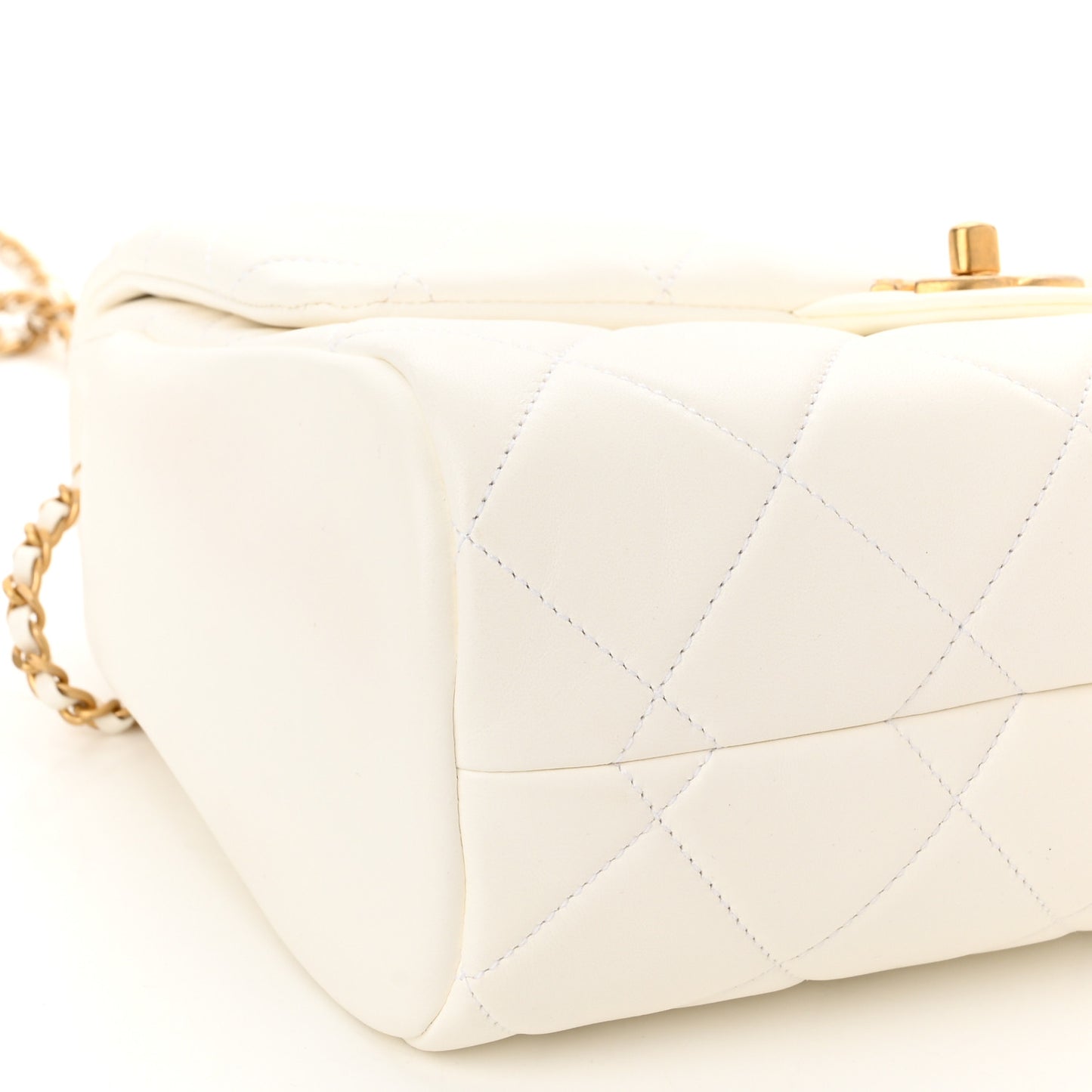 Lambskin Quilted Large Side-Packs White