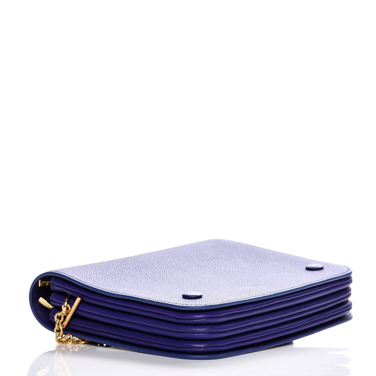 Classic Grain Calfskin Small Clifton Flap Indigo