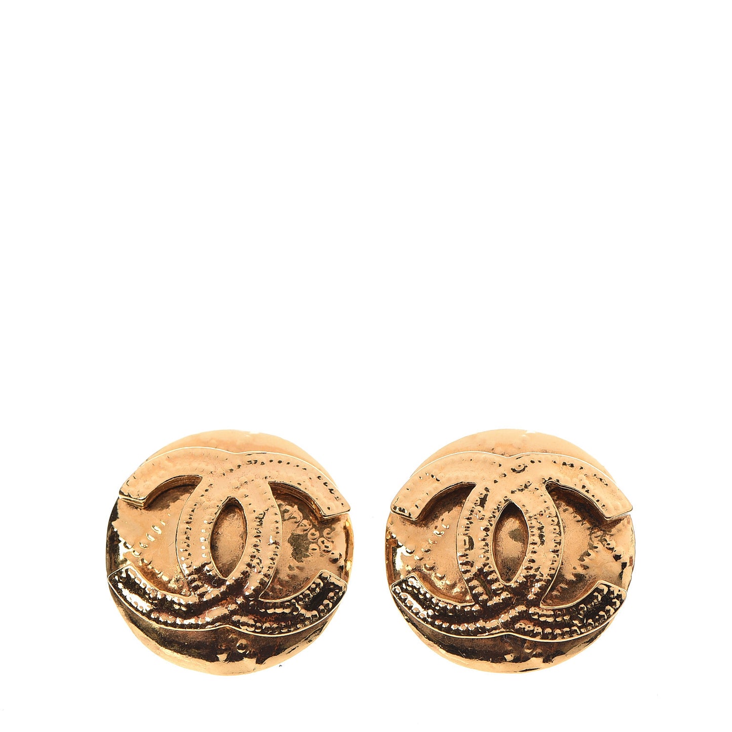 CC Button Clip On Earrings Gold