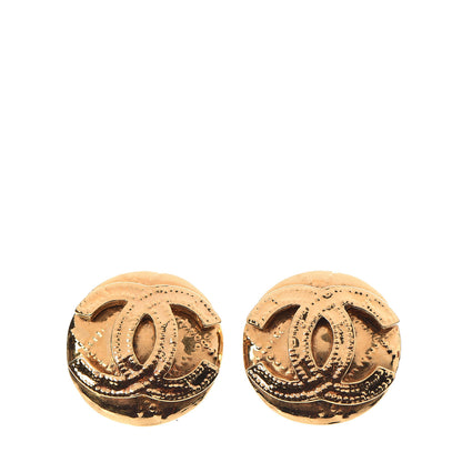 Chanel CC Button Clip On Earrings Gold 1 of 4