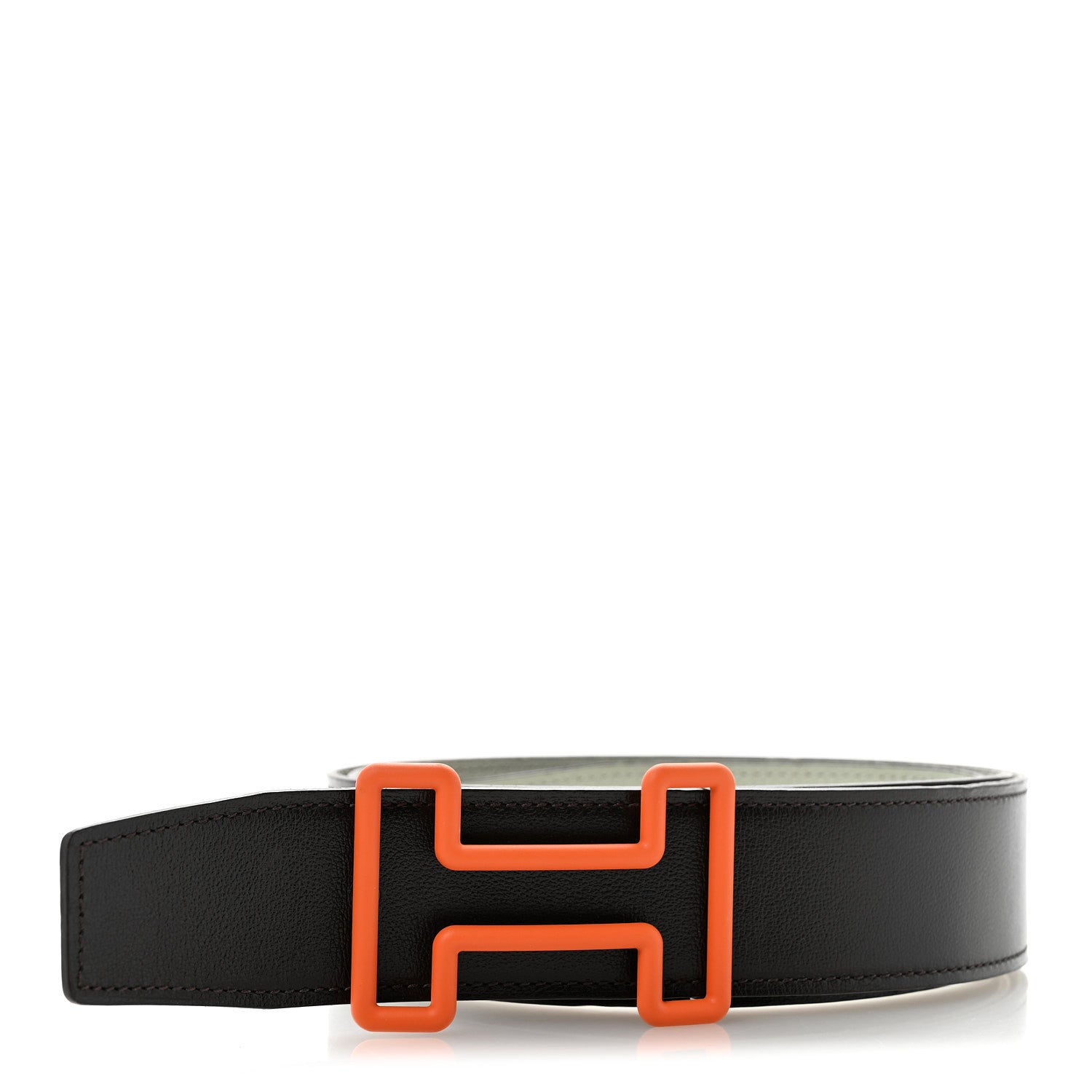 Hermes Box Togo Rubber 38mm Tonight Reversible Belt 105 42 Chocolate Gris Neve Orange 3 of 9