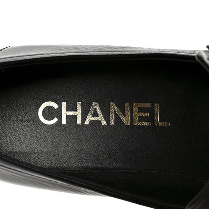Chanel Shiny Calfskin Logo Platform Loafers 37.5 Black 8 of 9