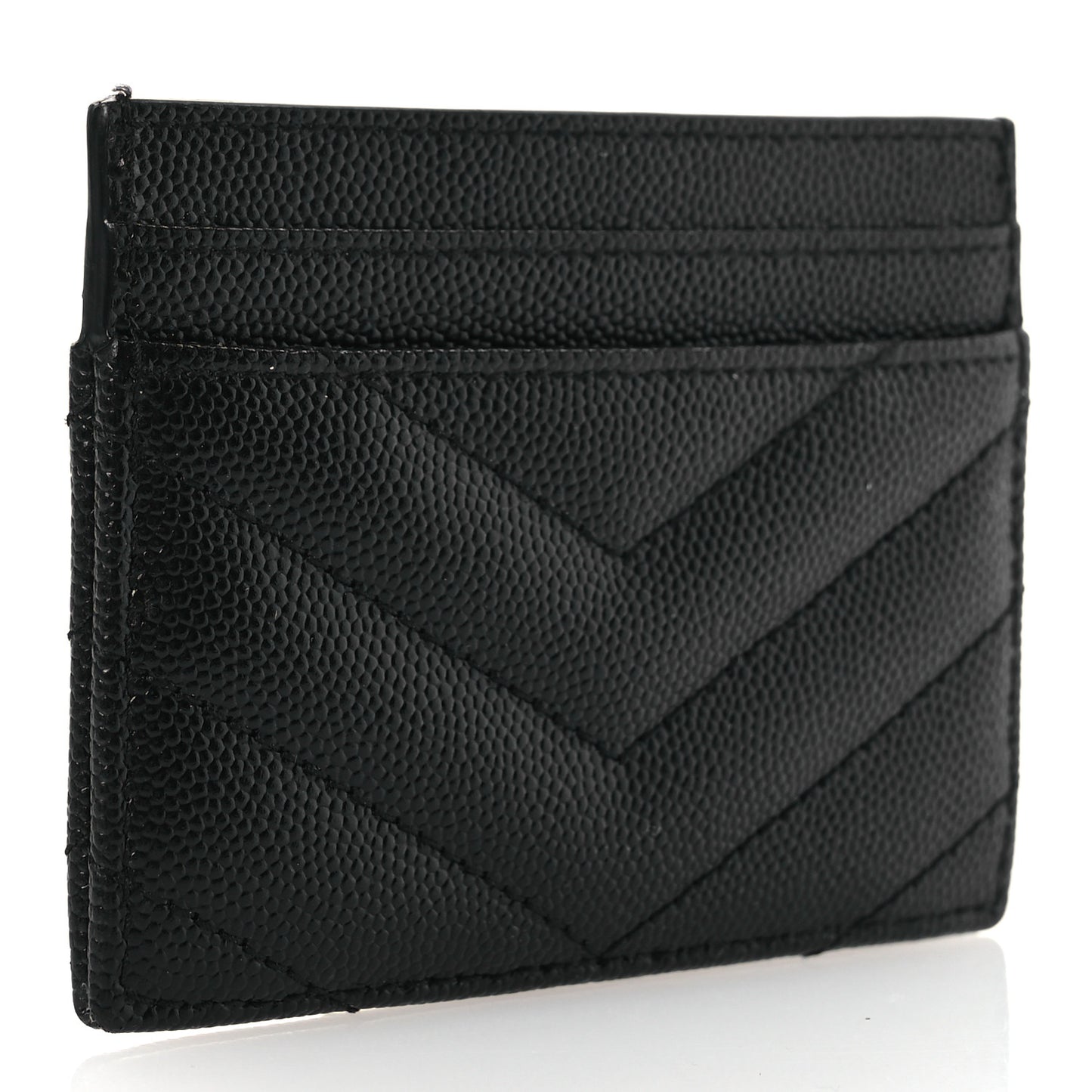 Grain De Poudre Matelasse Chevron Monochrome Monogram Credit Card Case Black