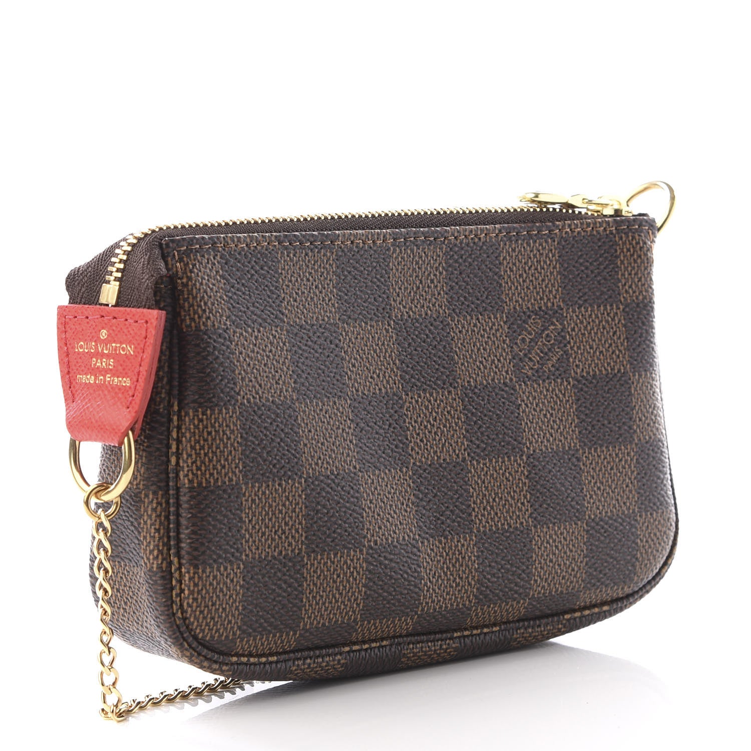 Louis Vuitton Damier Ebene 2019 Christmas Animation Mini Pochette Accessories Red 2 of 9