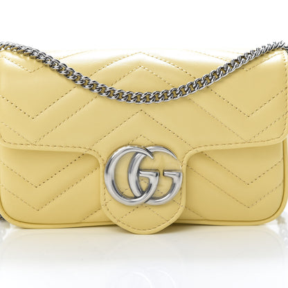 Gucci Calfskin Matelasse Super Mini GG Marmont Shoulder Bag Banana 7 of 10