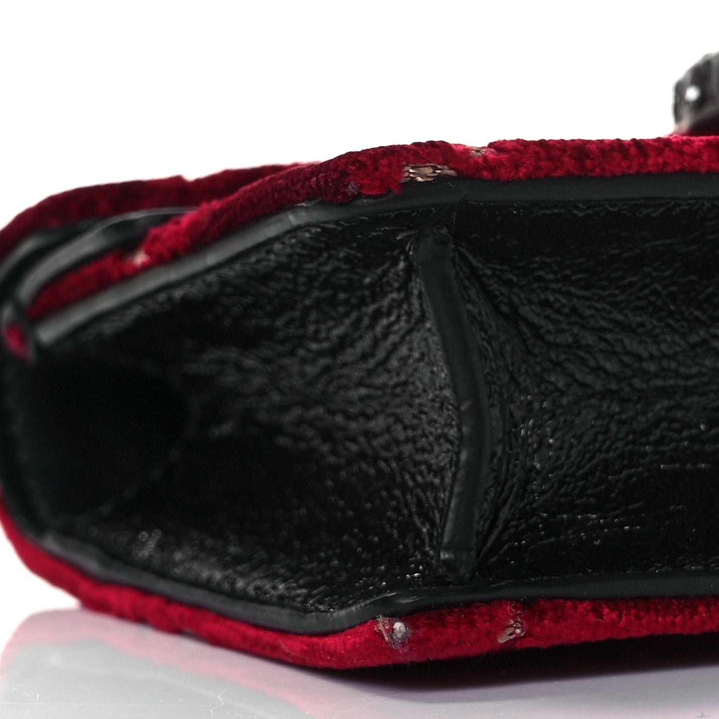 Velvet GG Monogram Super Mini Dionysus Shoulder Bag Red Cipria Black