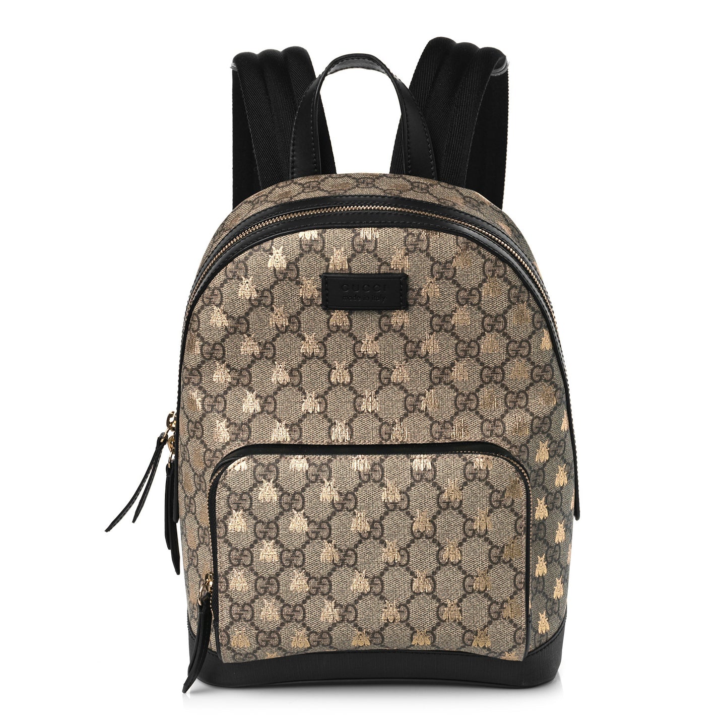 GG Supreme Monogram Bees Print Small Day Backpack Beige Oro Black