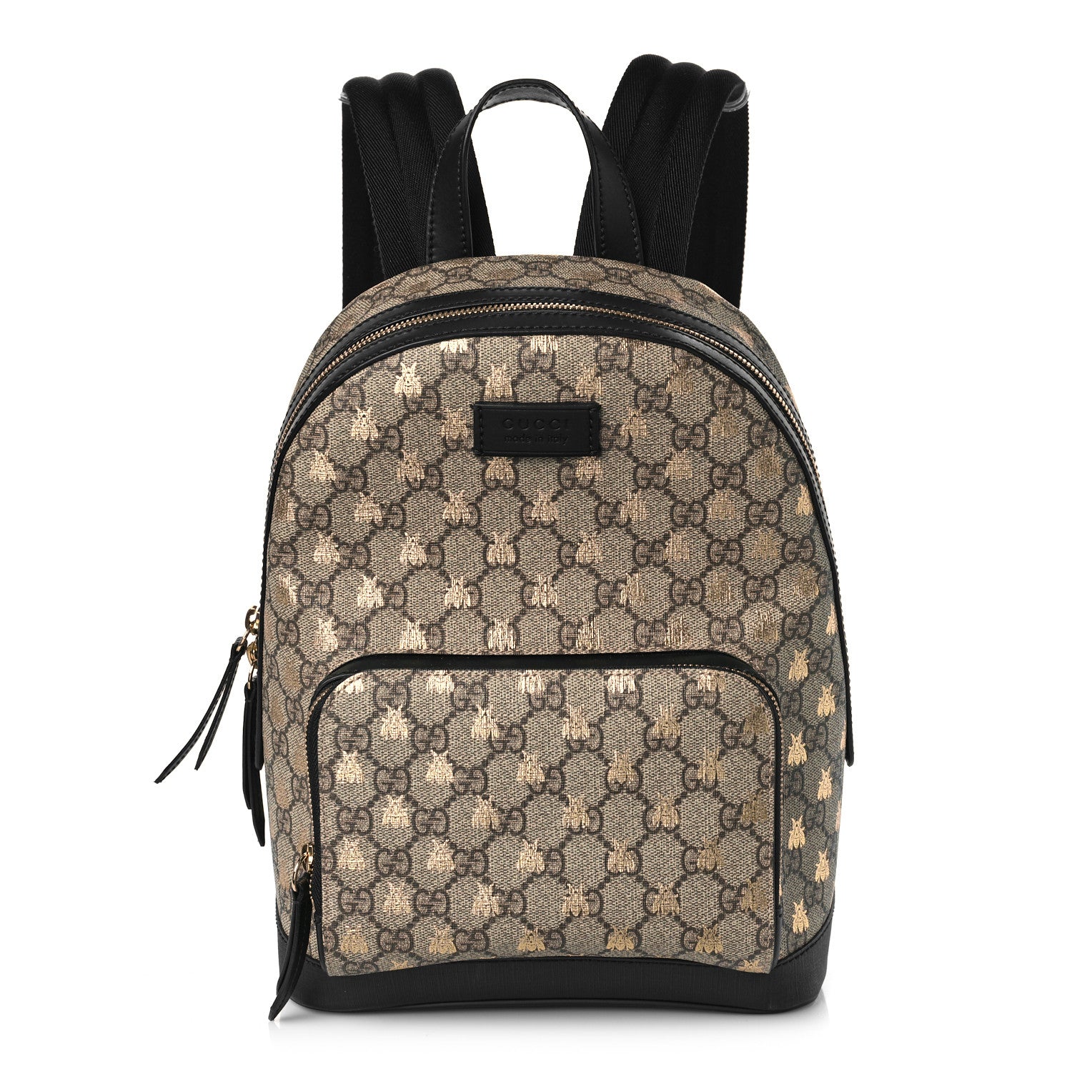 Gucci GG Supreme Monogram Bees Print Small Day Backpack Beige Oro Black 2 of 8