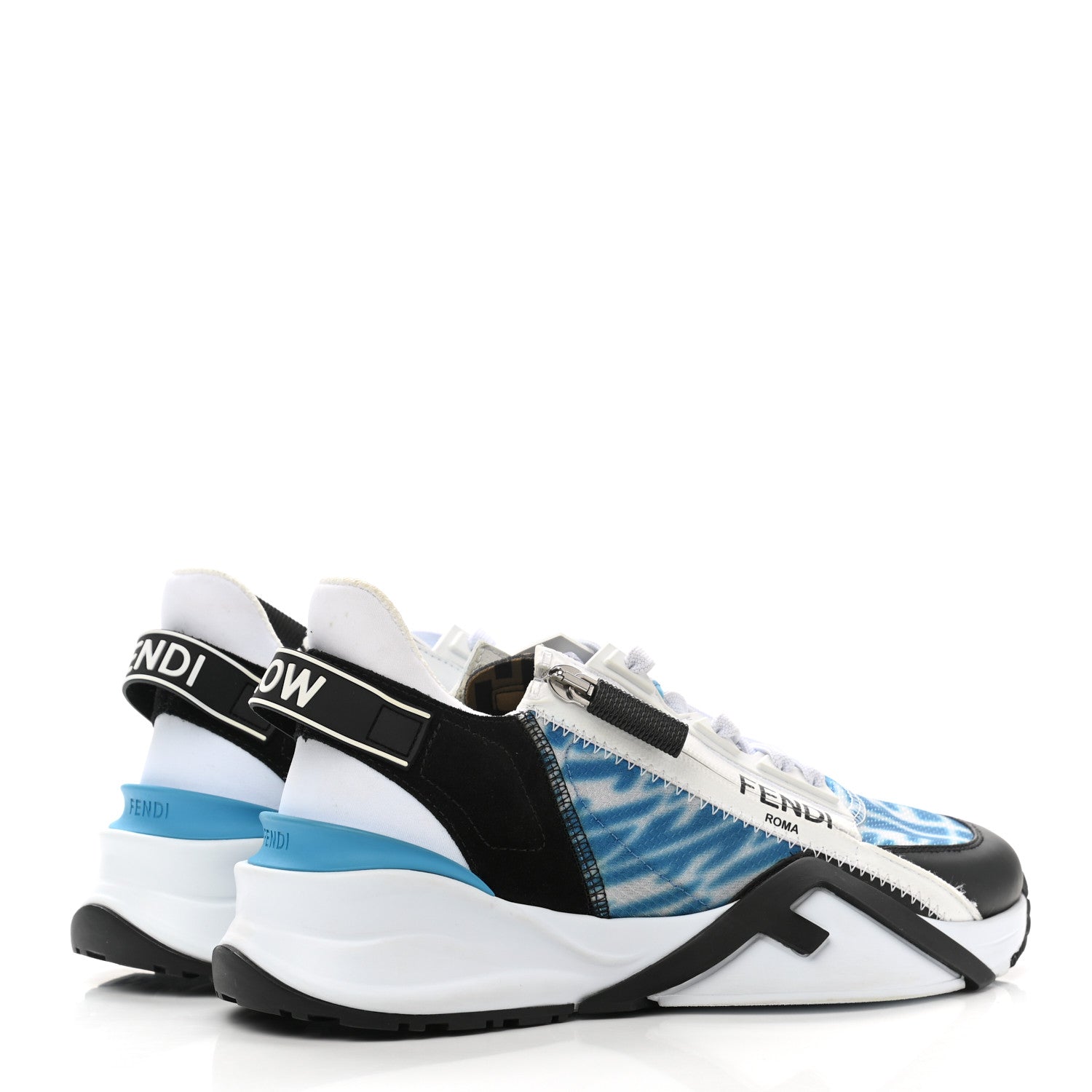 Fendi X SARAH COLEMAN Nylon Suede Lycra FF Vertigo Womens Fendi Flow Low Top Sneakers 36 Transparent Cyber Blue Black 4 of 12