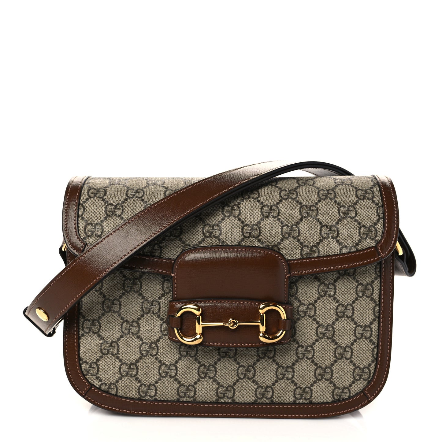 GG Supreme Monogram Horsebit 1955 Shoulder Bag Beige Brown Sugar