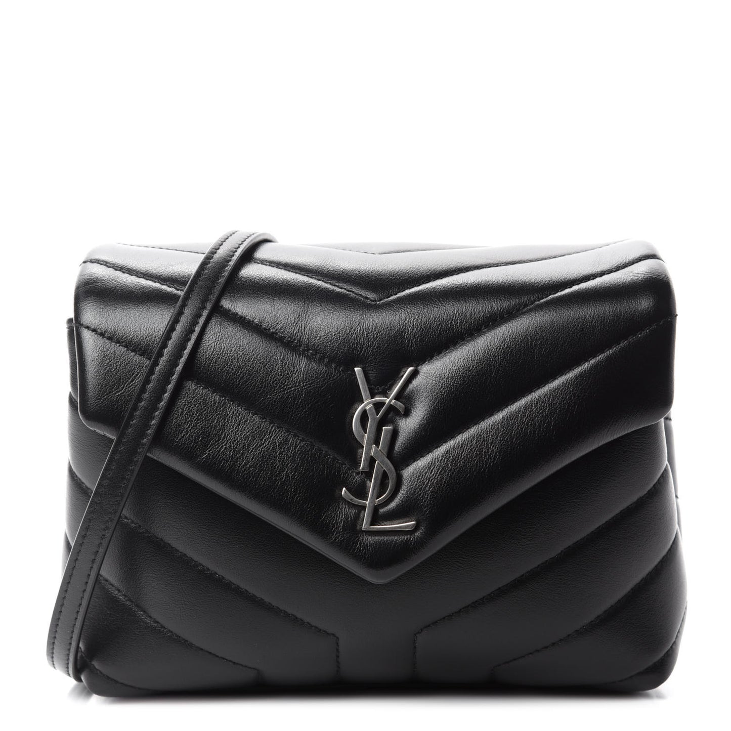 Calfskin Y Quilted Monogram Toy Loulou Crossbody Bag Black