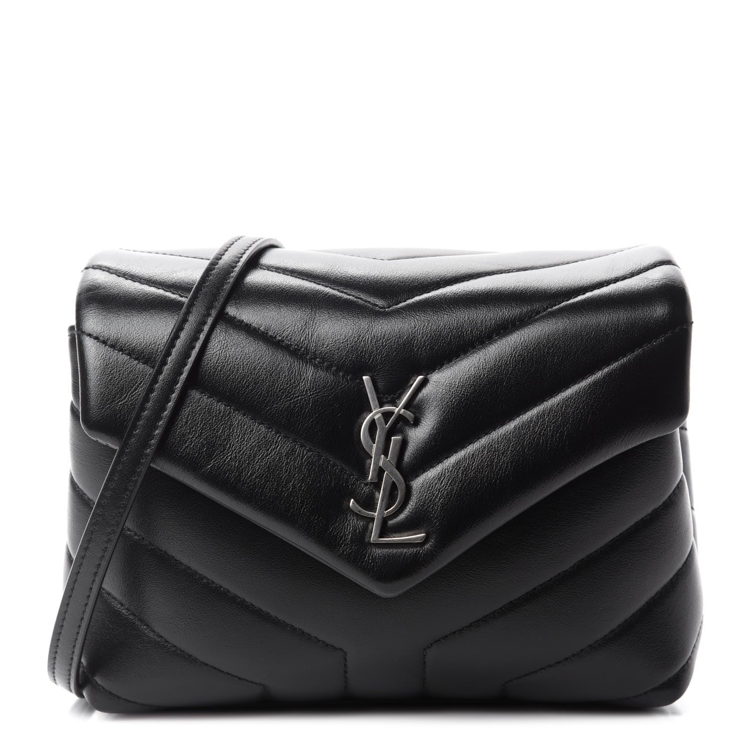 Saint Laurent Calfskin Y Quilted Monogram Toy Loulou Crossbody Bag Black 1 of 12