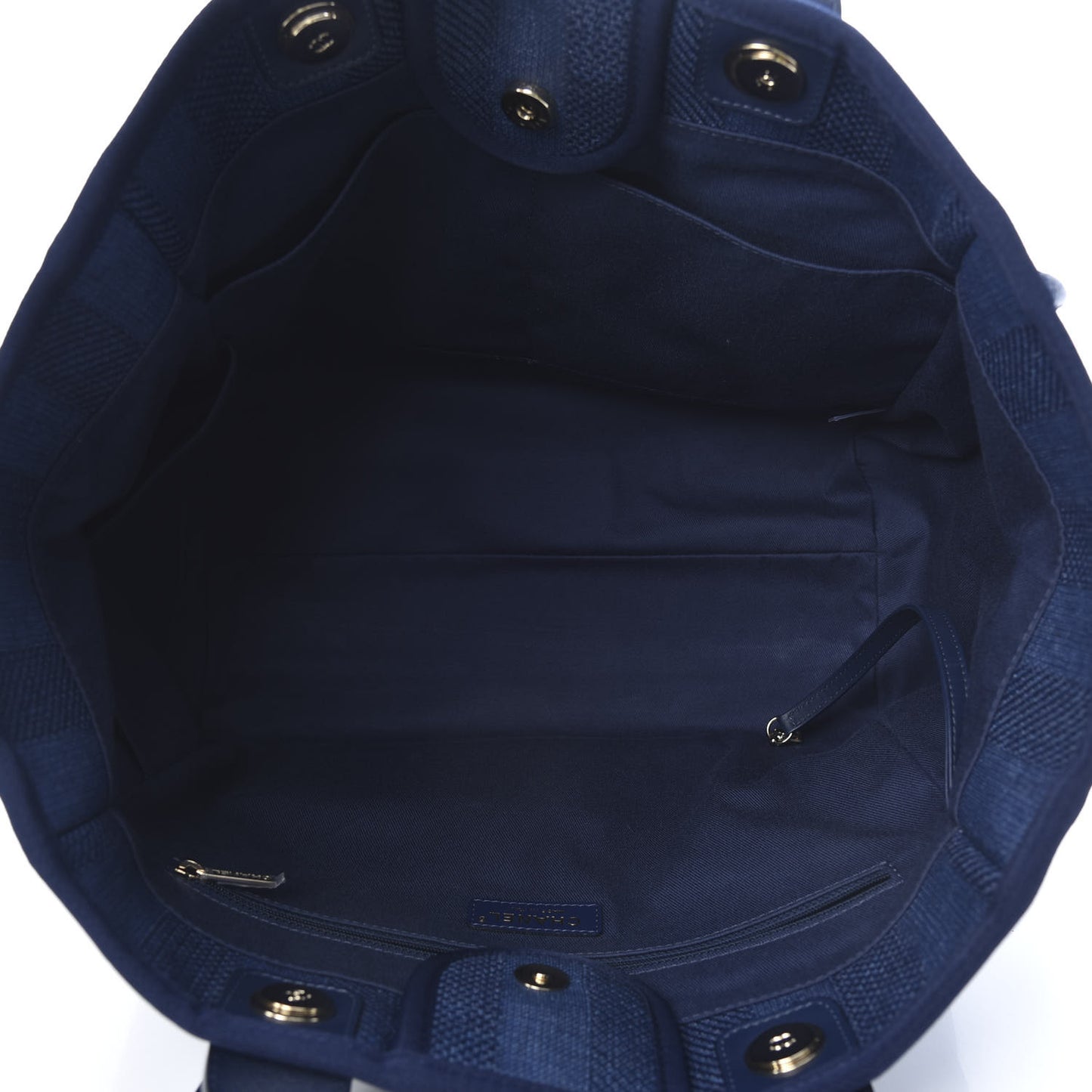 Mixed Fibers Striped Medium Deauville Tote Navy Blue