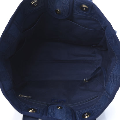Chanel Mixed Fibers Striped Medium Deauville Tote Navy Blue 5 of 10