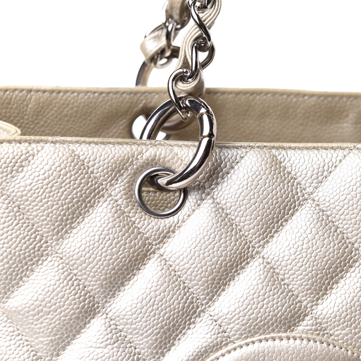 Chanel Metallic Caviar Quilted Grand Shopping Tote GST Pearl 9 of 16