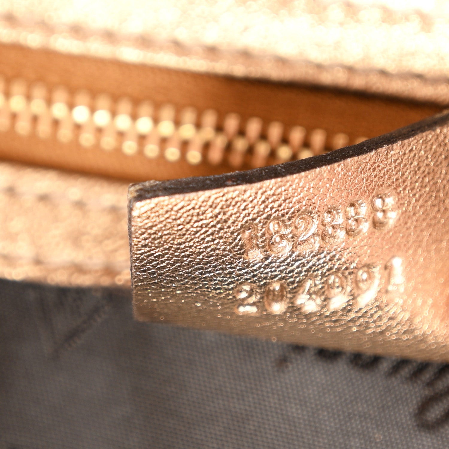 Gucci Crystal Monogram Metallic Calfskin Large Indy Top Handle Bag Beige Ebony Gold 7 of 10