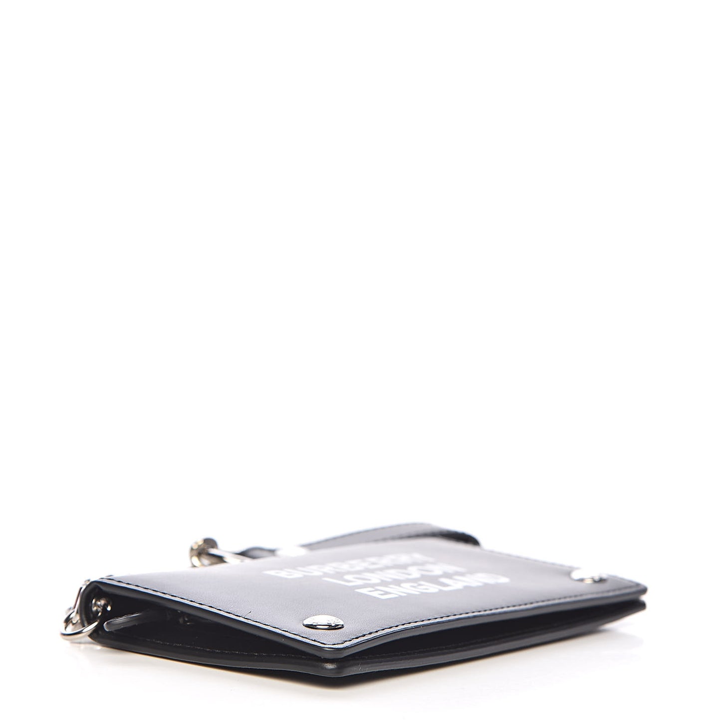 Calfskin Chain Logo Clutch Black