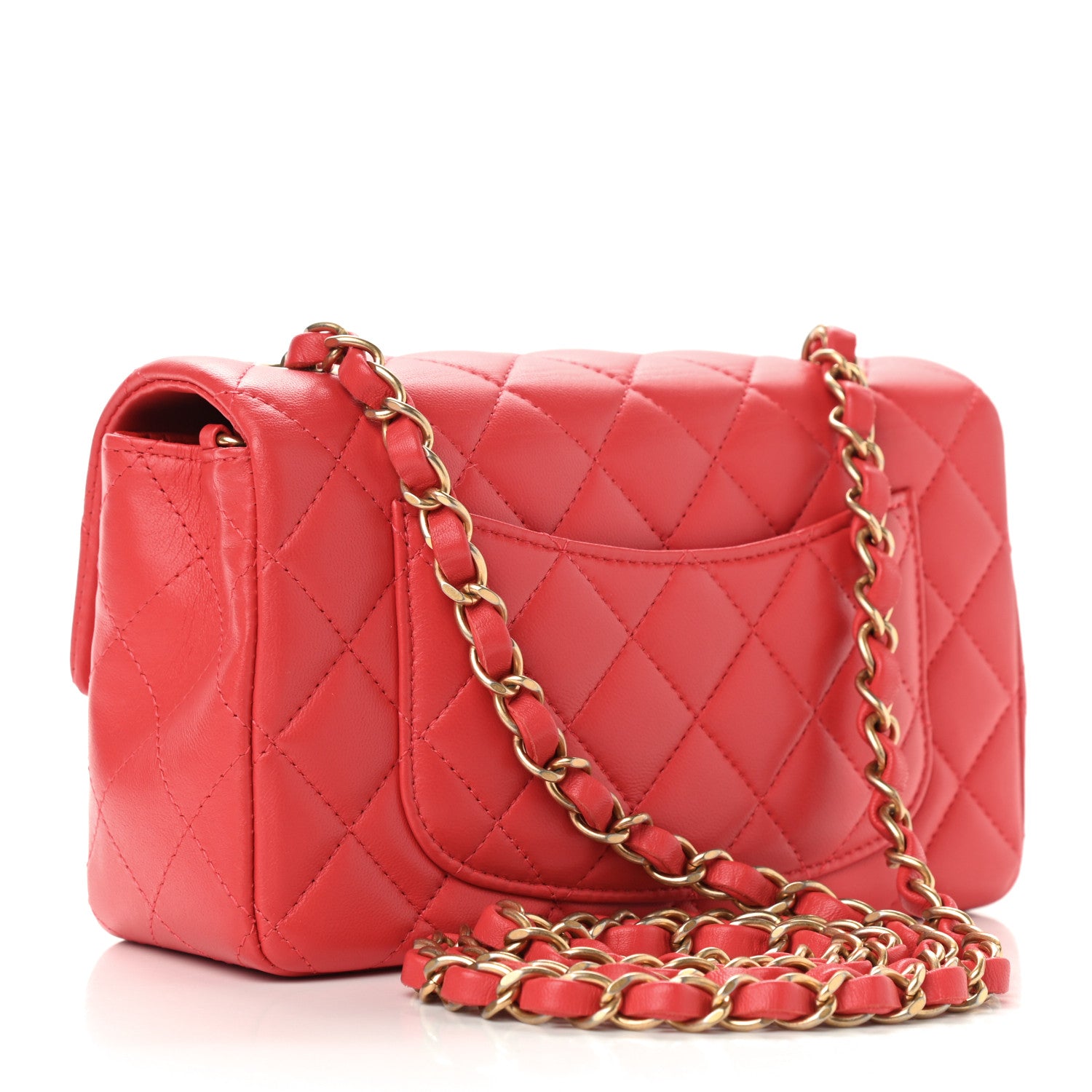 Chanel Lambskin Quilted Mini Rectangular Flap Red 2 of 9