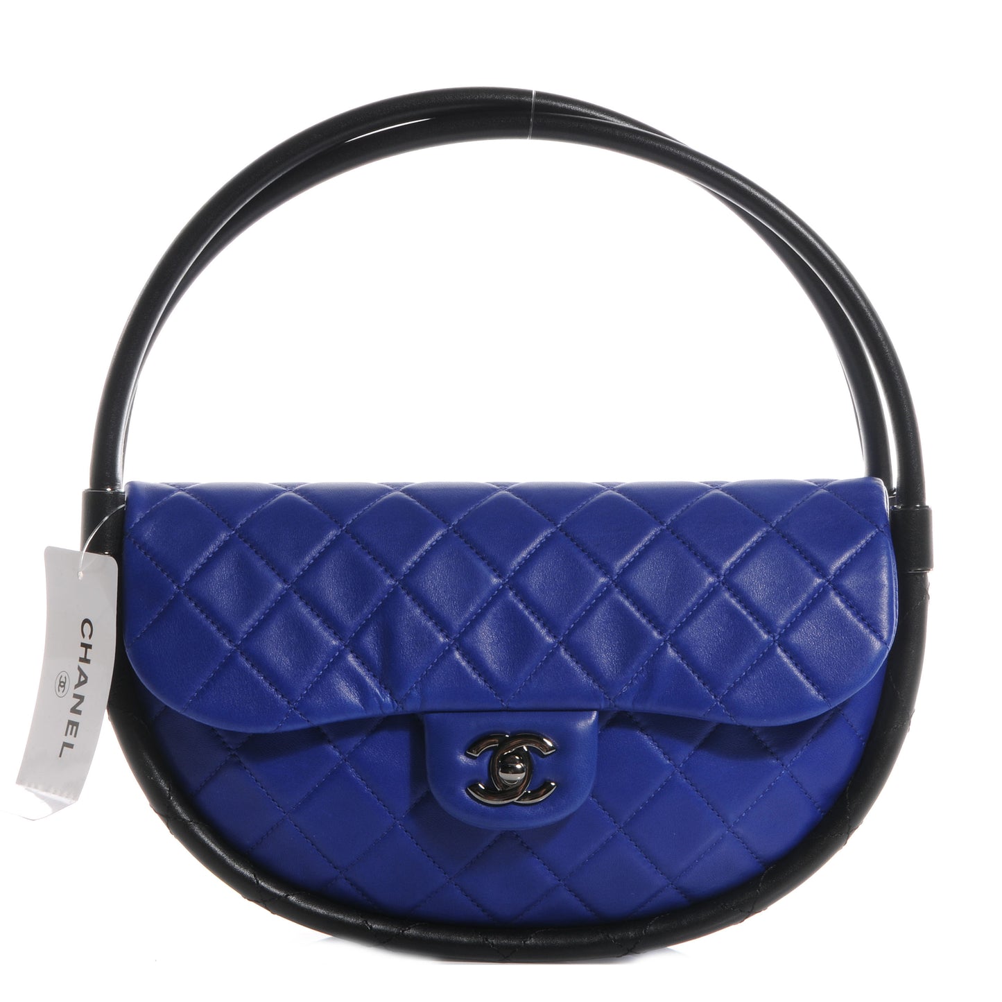 Quilted Lambskin Small Hula Hoop Flap Dark Blue