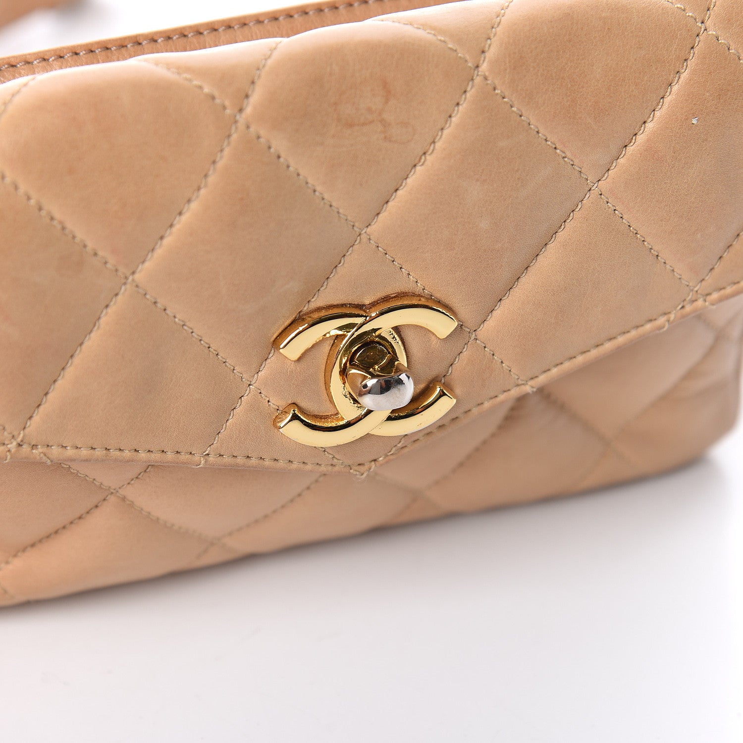 Chanel Lambskin Quilted Flap Waist Belt Bag Beige 12 of 15