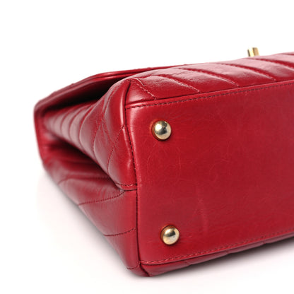 Chanel Calfskin Chevron Quilted Small Coco Handle Flap Red 9 of 10