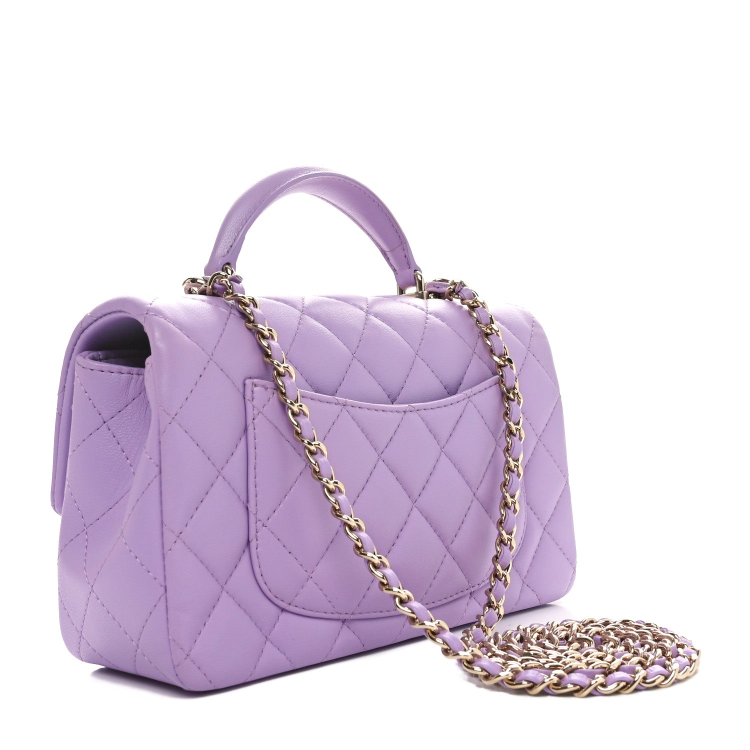 Chanel Lambskin Quilted Mini Top Handle Rectangular Flap Light Purple 2 of 10