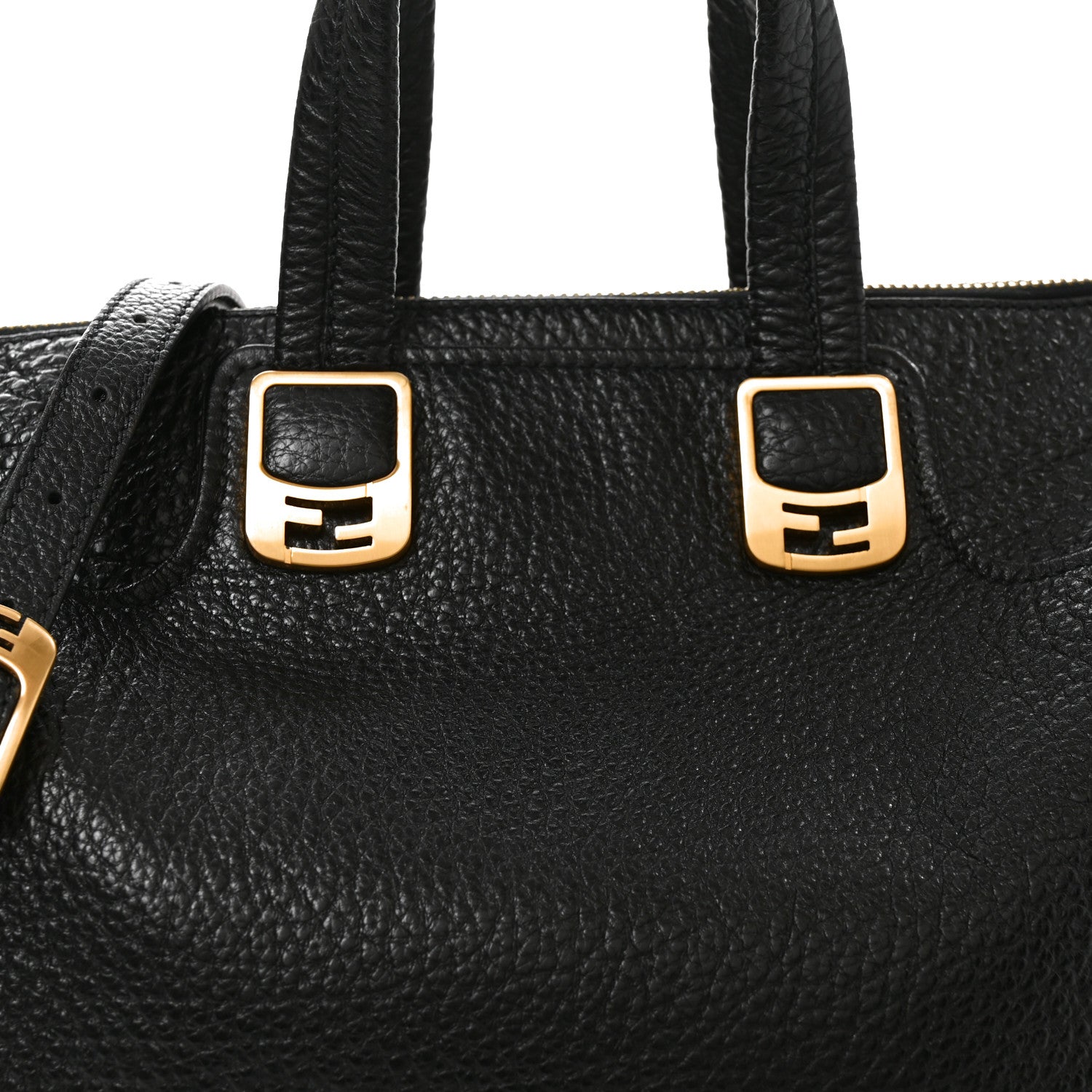 Fendi Pebbled Calfskin Large Chameleon Tote  Black 9 of 19