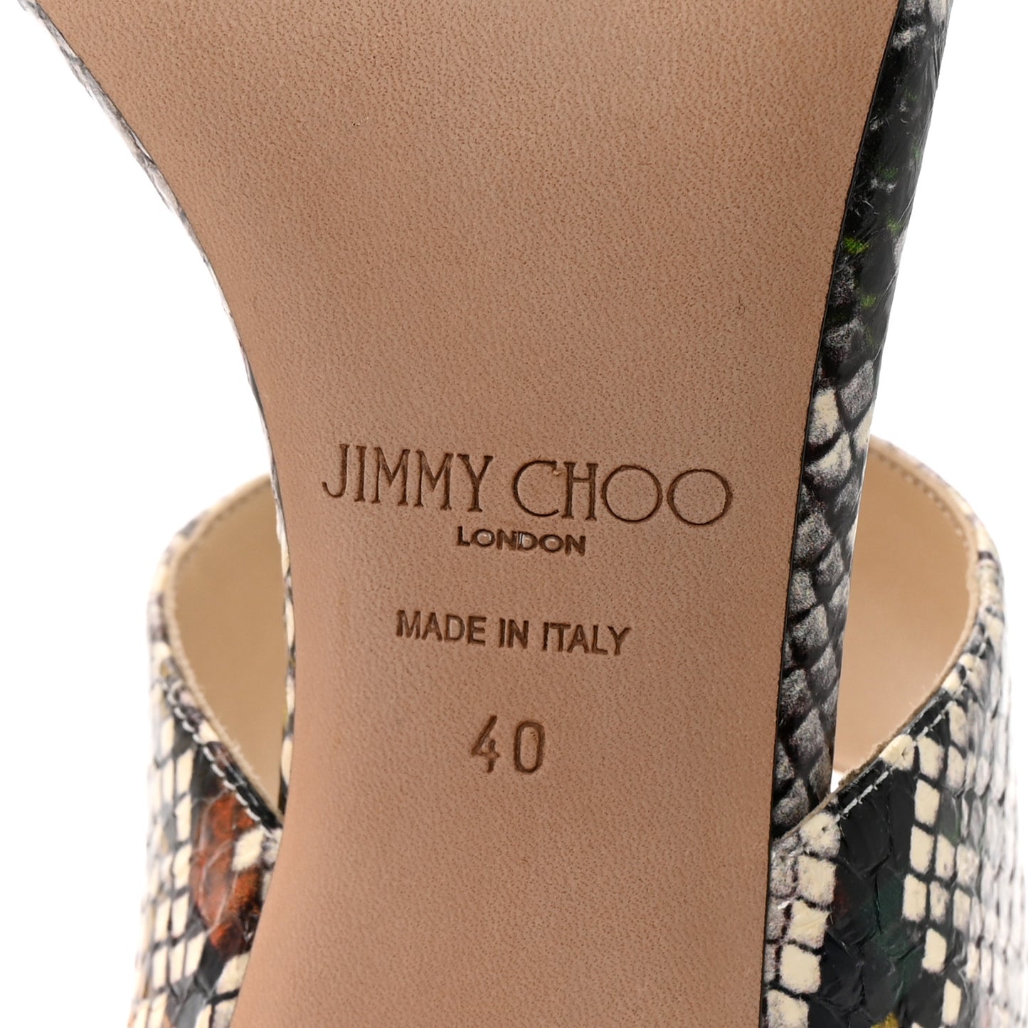 Calfskin Snakeskin Embossed Hira 85 Sandals 40 Multicolor