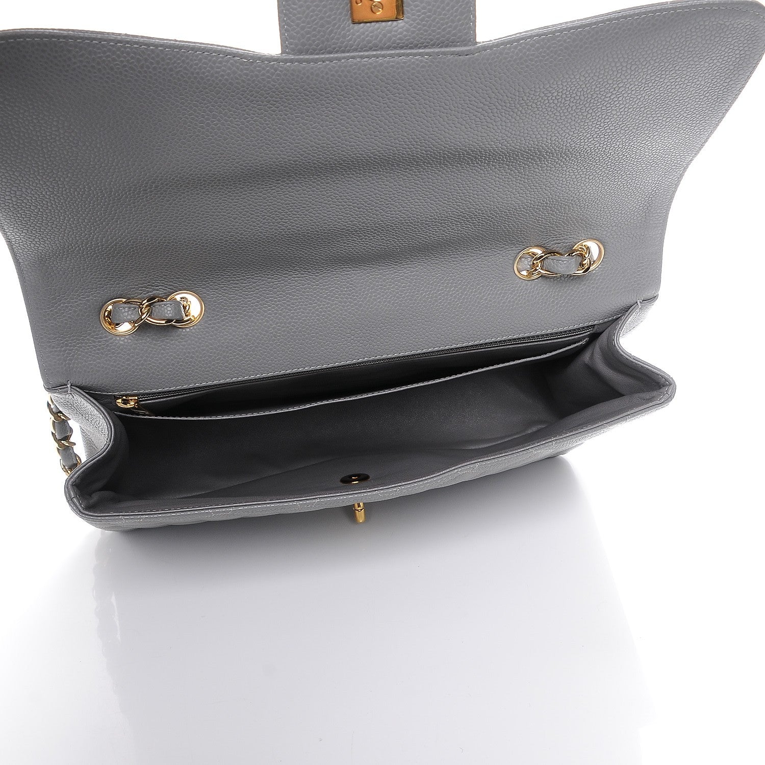 Chanel Caviar Quilted Jumbo Single Flap Grey 5 of 8