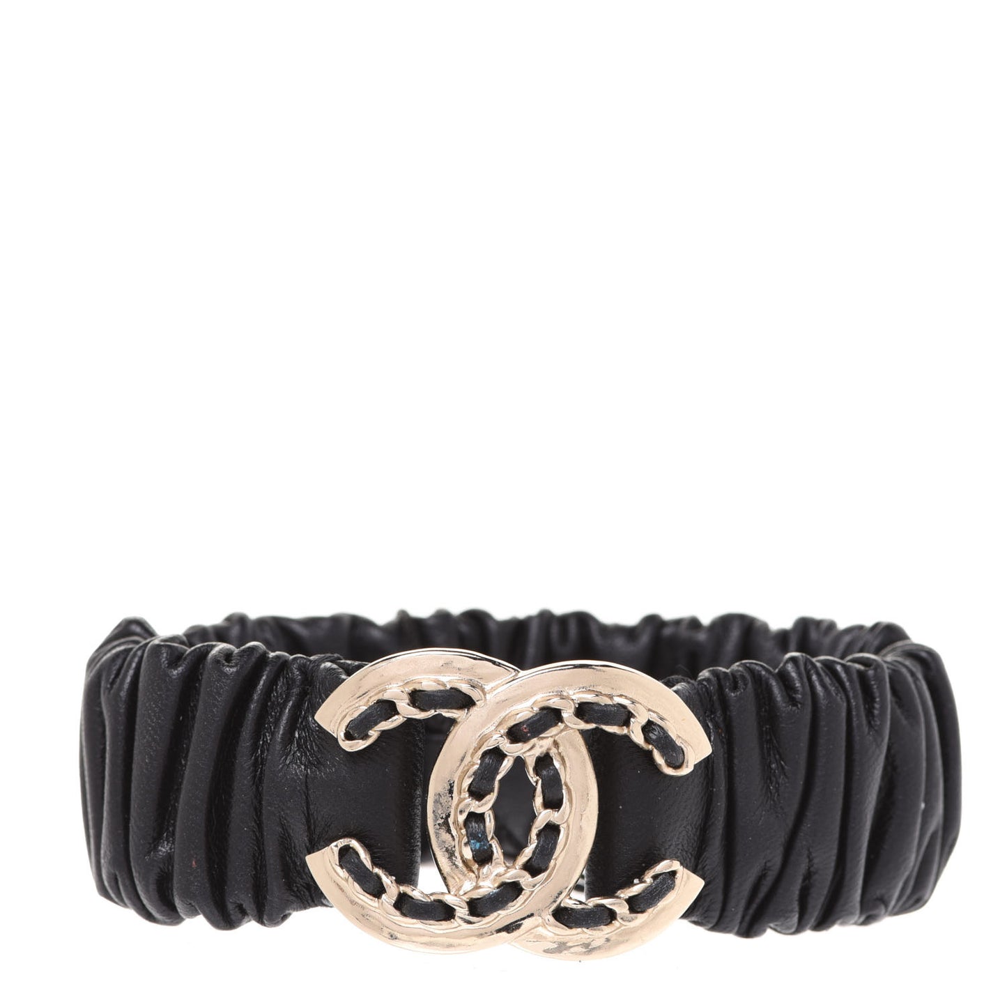 Lambskin CC Chain Bracelet Black