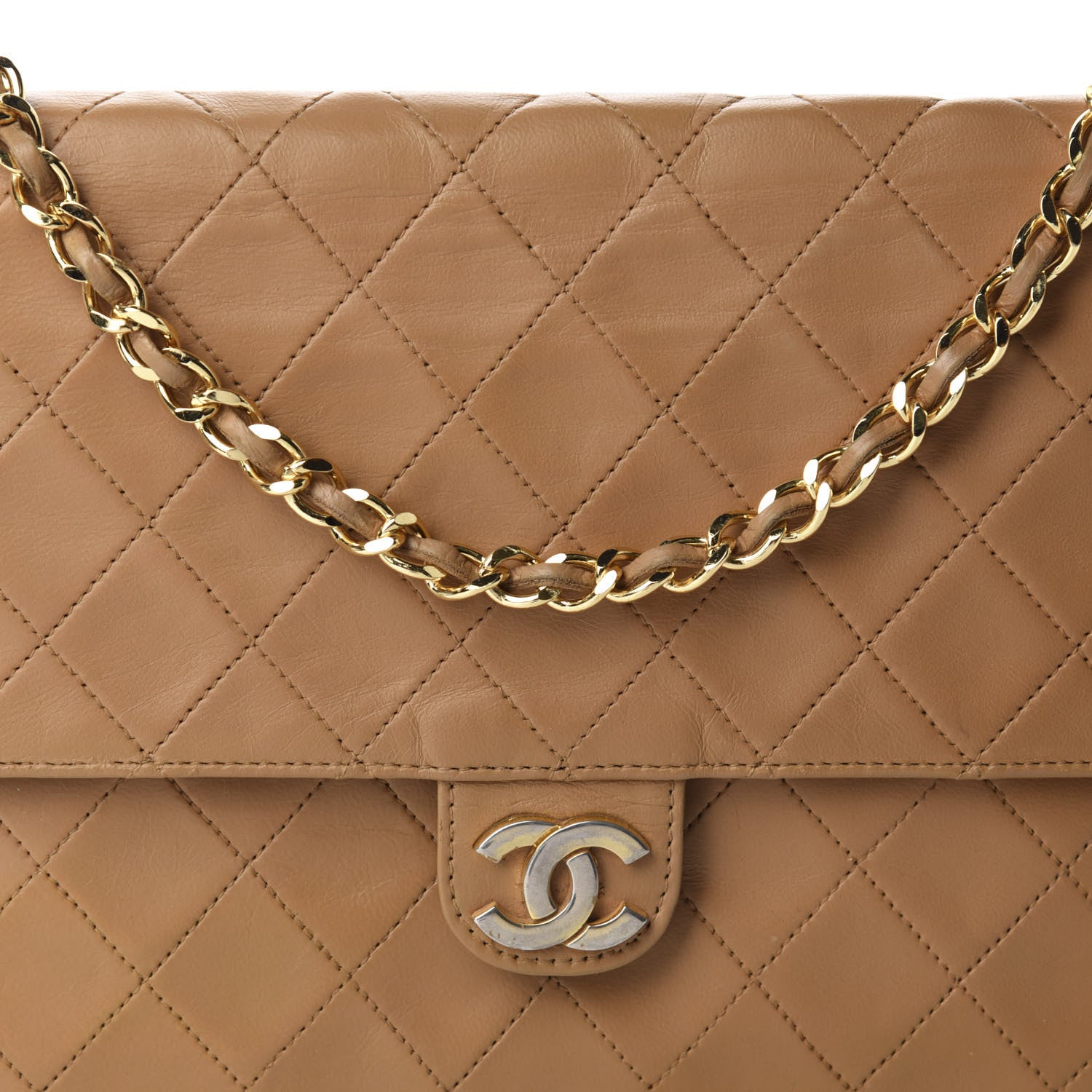 Chanel Lambskin Quilted Medium Single Flap Beige 16 of 16