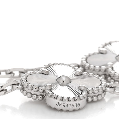Van Cleef & Arpels 18K White Gold 5 Motifs Guilloche Vintage Alhambra Bracelet 4 of 5