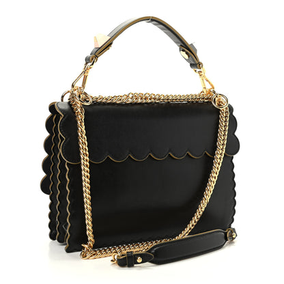 Fendi Vitello Liberty Scalloped Studded Kan I Shoulder Bag Black 3 of 9