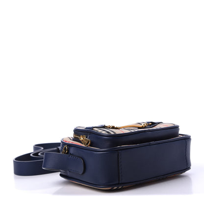 Burberry Smooth Calfskin 1983 Knight Check Link Camera Bag Navy 4 of 10