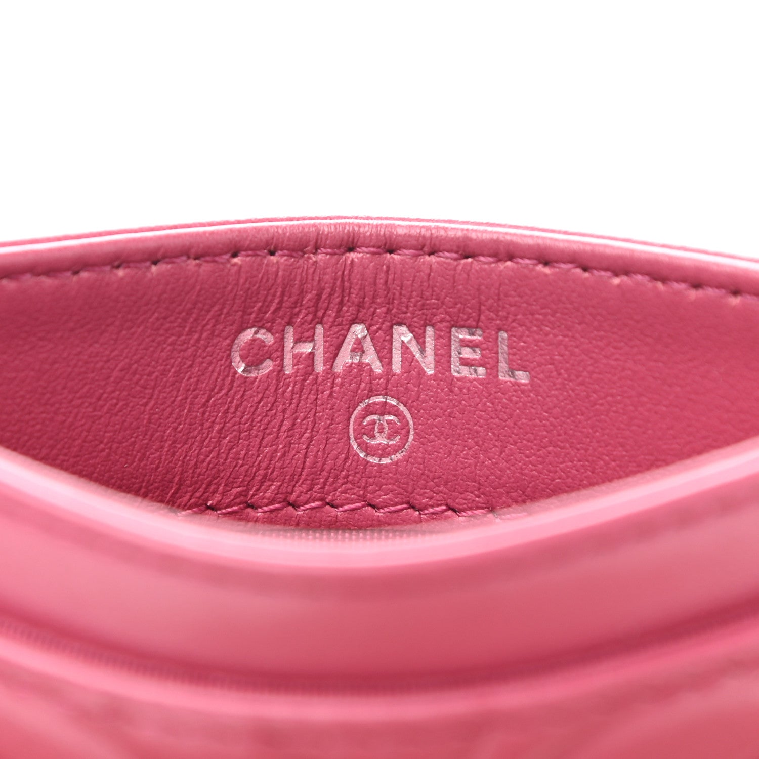 Chanel Lambskin Camellia Embossed Card Holder Fuchsia 6 of 9