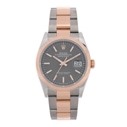 Rolex Stainless Steel 18K Everose Gold 36mm Oyster Perpetual Datejust Watch Slate 126201 1 of 5