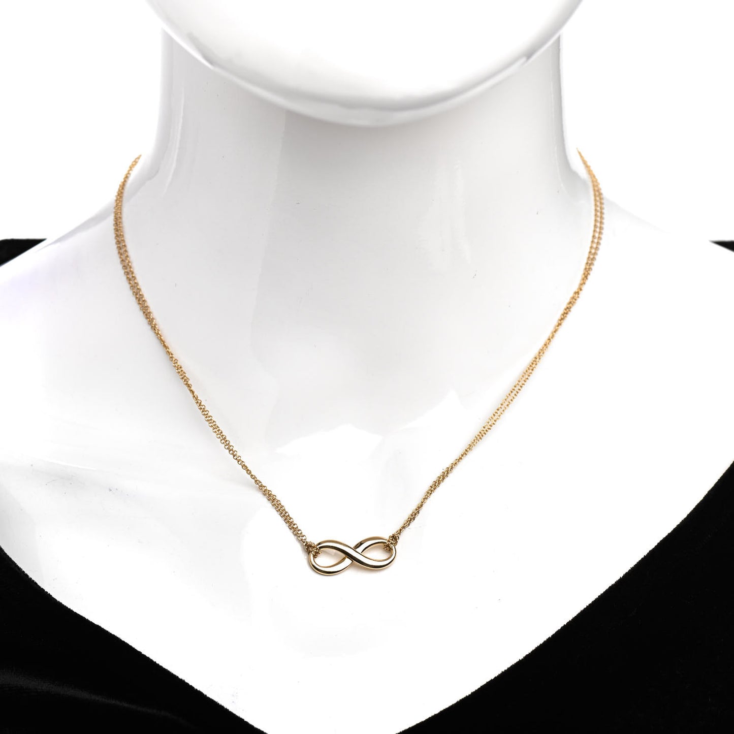 18K Yellow Gold Infinity Double Chain Pendant Necklace