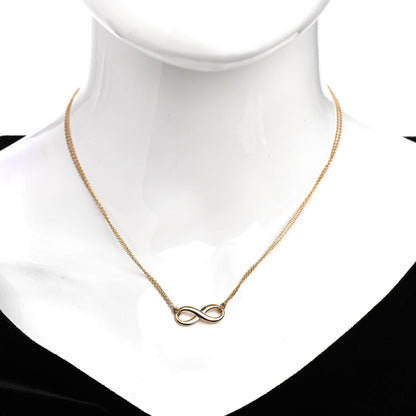 Tiffany 18K Yellow Gold Infinity Double Chain Pendant Necklace 2 of 6