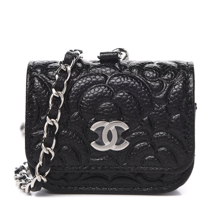 Chanel Caviar Camellia Embossed Airpods Pro Case Black 1 of 9